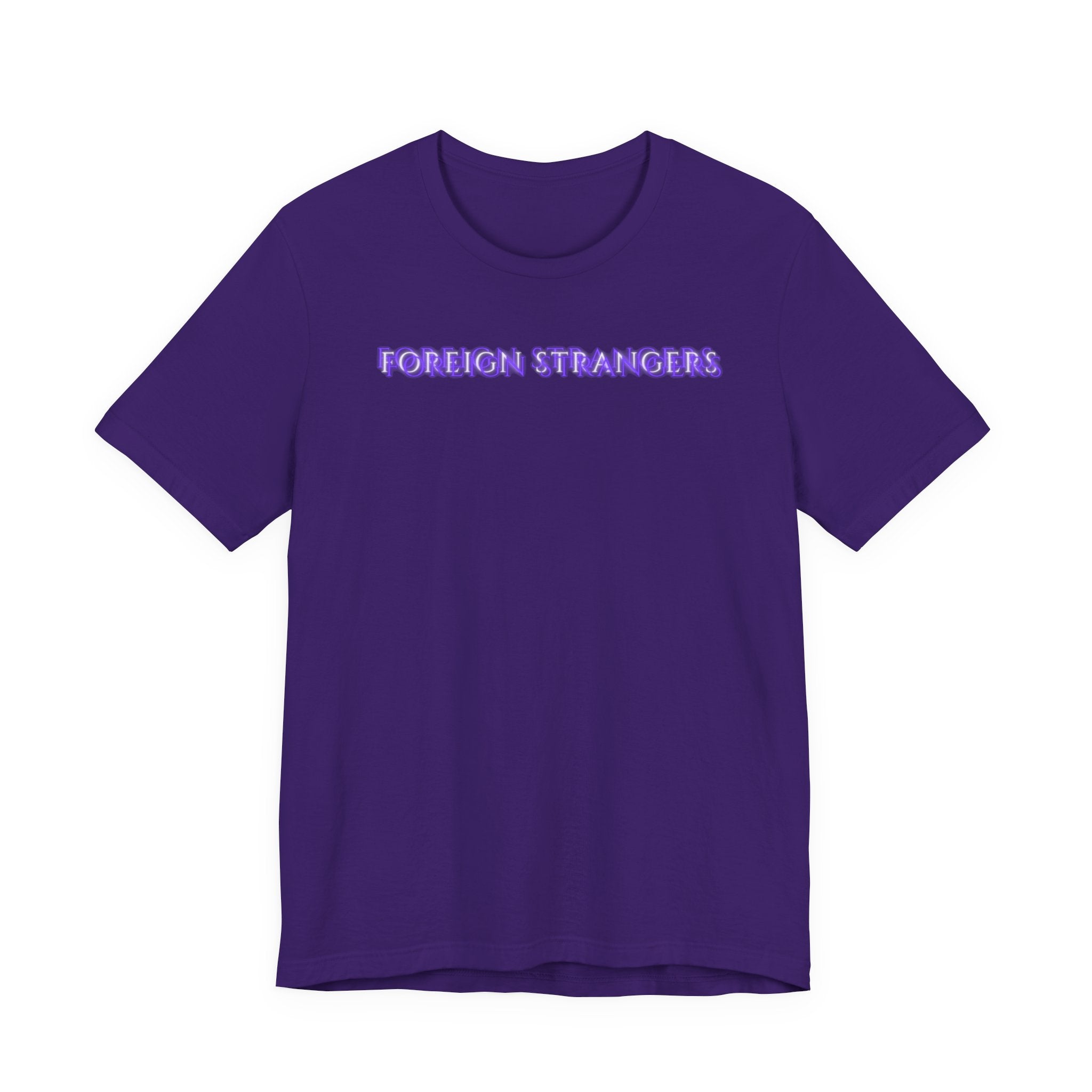 Forgiveness Quote Tee — "Foreign Strangers" Purple Neon Graphic T-Shirt