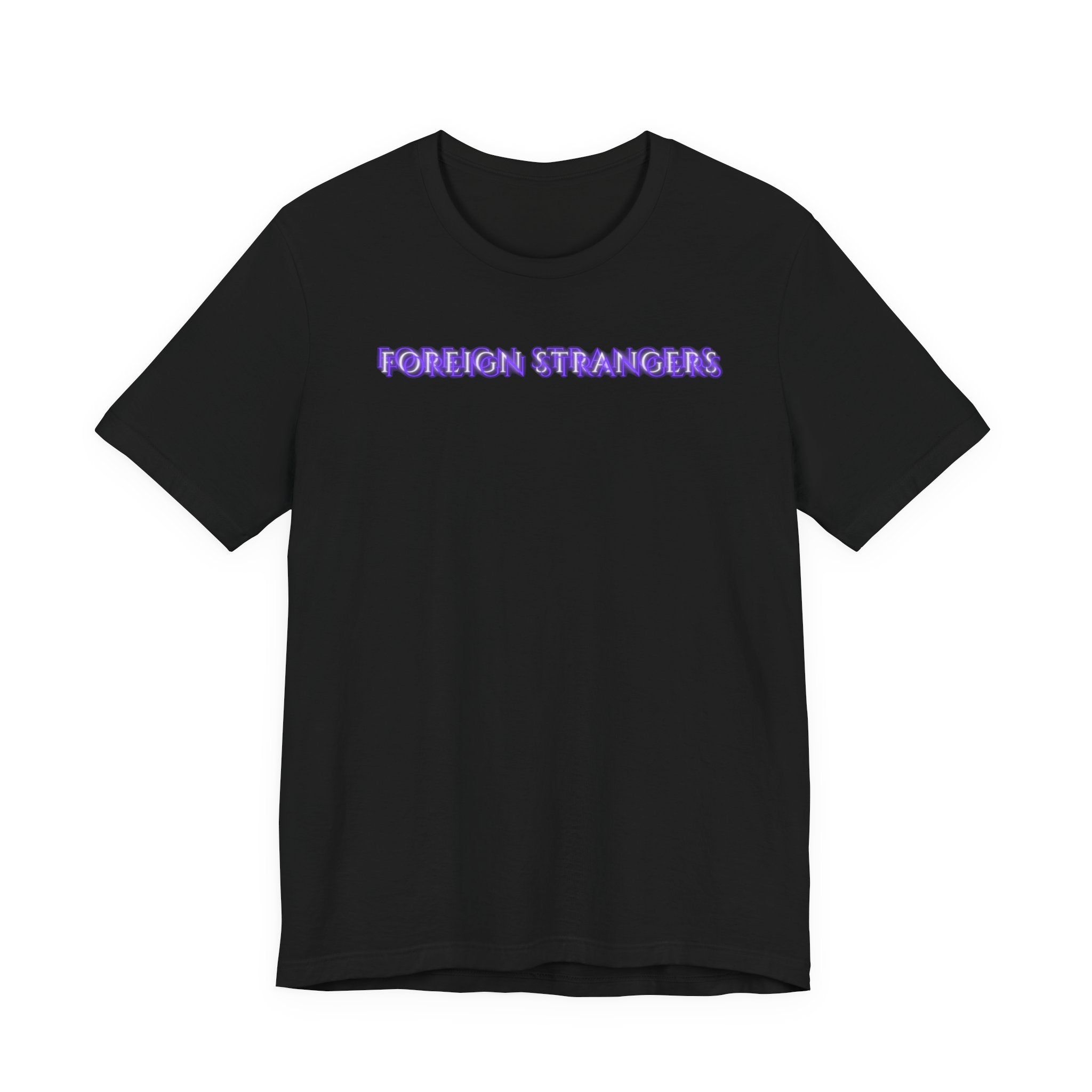 Forgiveness Quote Tee — "Foreign Strangers" Purple Neon Graphic T-Shirt