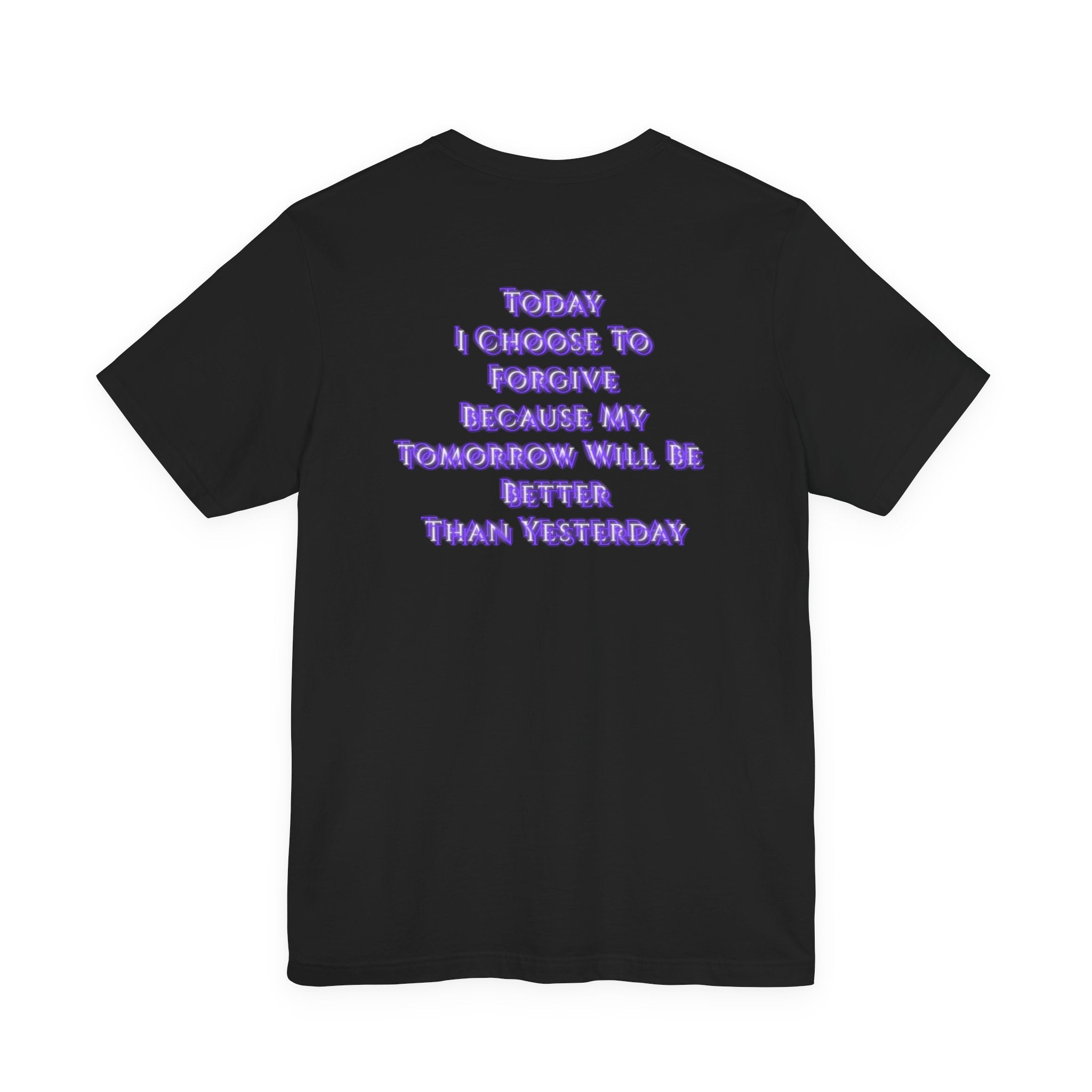 Forgiveness Quote Tee — "Foreign Strangers" Purple Neon Graphic T-Shirt