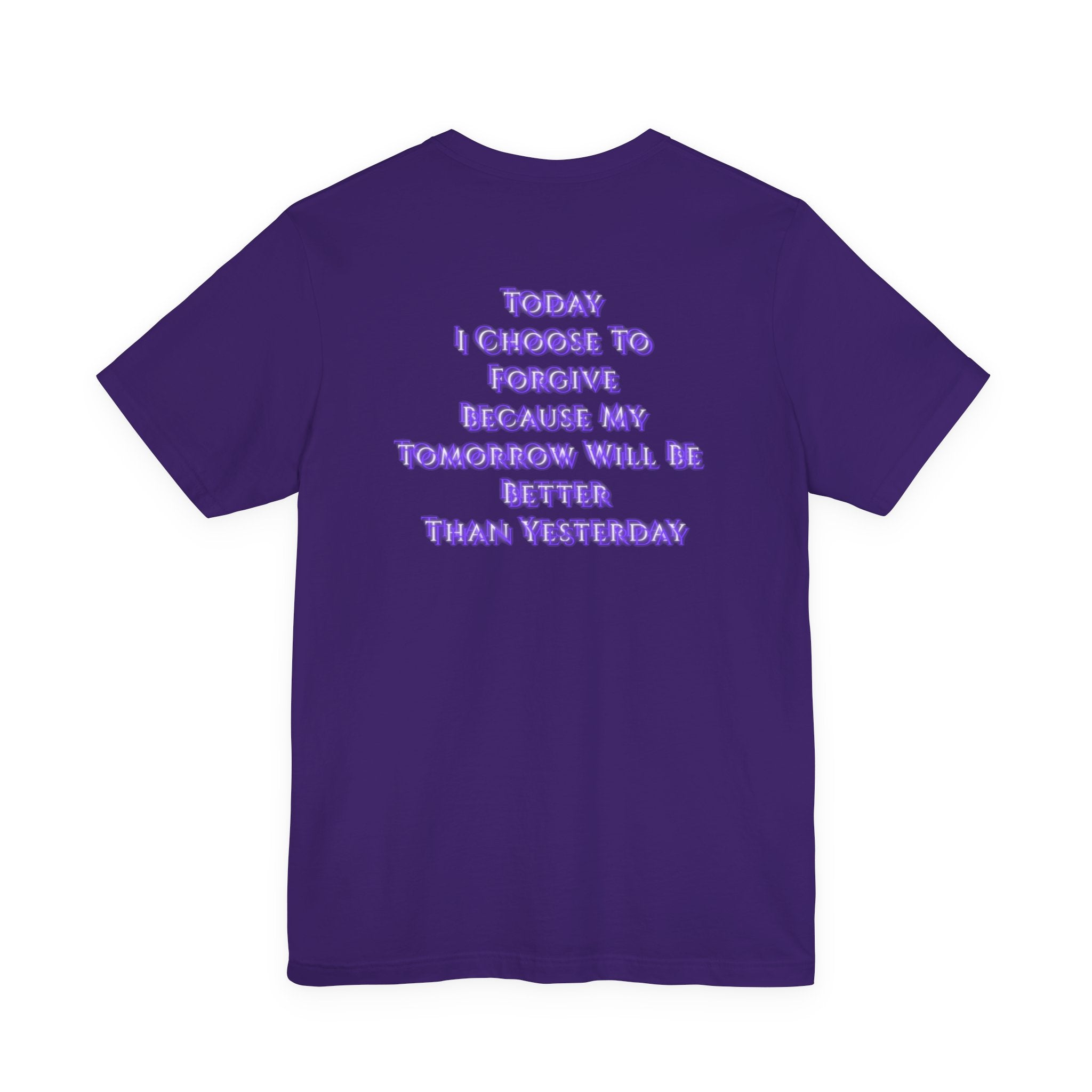 Forgiveness Quote Tee — "Foreign Strangers" Purple Neon Graphic T-Shirt